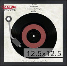 Wood Vinyl Record Frame for the Wall, Display 12.5X12.5 Album Cover and 12X12 LP