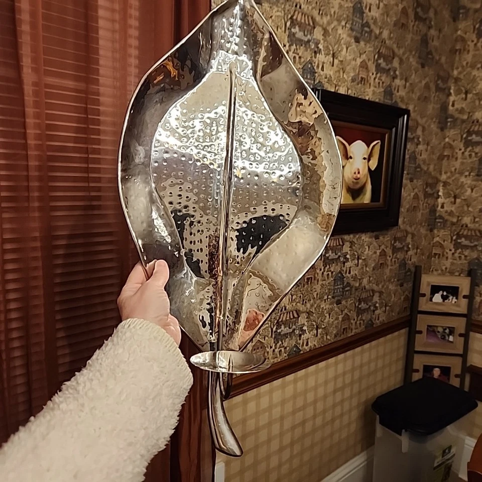 23 in. Aplique de pared de una sola vela de metal de acero inoxidable plateado Foto 3 de 4