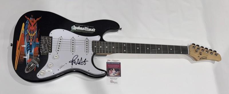 ROB HALFORD SIGNED DEFENDERS OF THE FAITH ELECTRIC GUITAR JUDAS PRIEST JSA COA