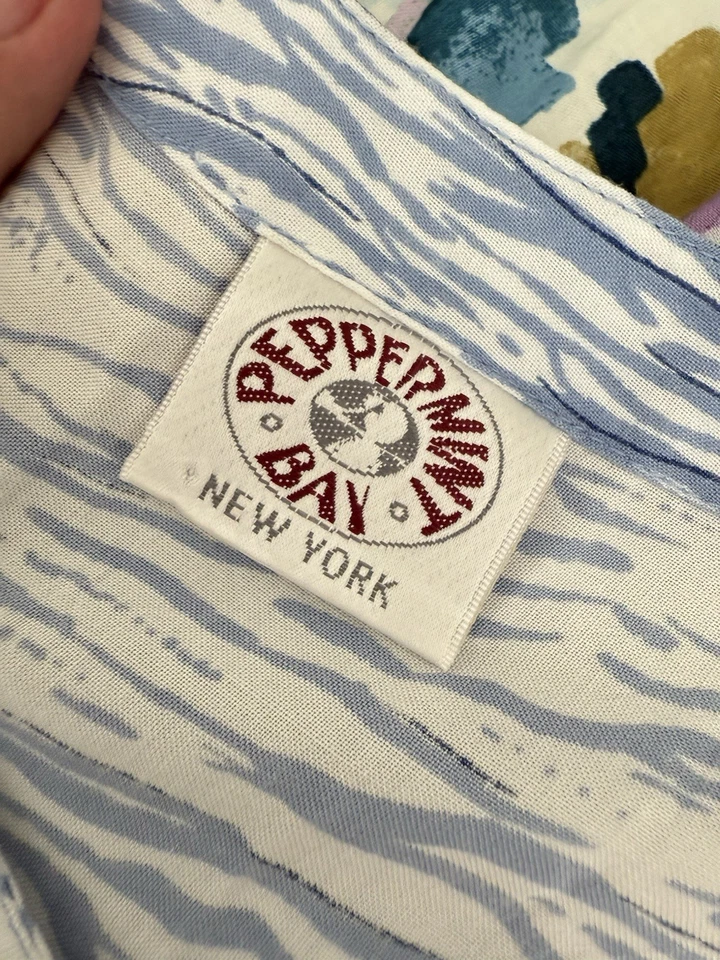 Peppermint Bay Maxi Dress Size L Tropical Palm Coastal Hawaiian Hibiscus Rayon - Image 2 of 4