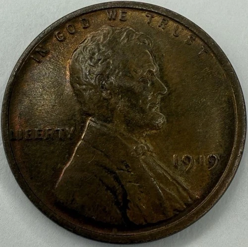 1919 Uncirculated Red/Brown Lincoln Wheat Cent Exact Coin Imaged #LWC2578