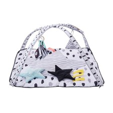 Baby Play Gym Mat Tummy Time Activity Mat W/Bump Silicone Ball 6 Sensory Toys