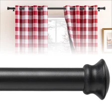 Curtain Rods Heavy Duty, Adjustable Curtain Rod for Windows 24 to 66, Black C...