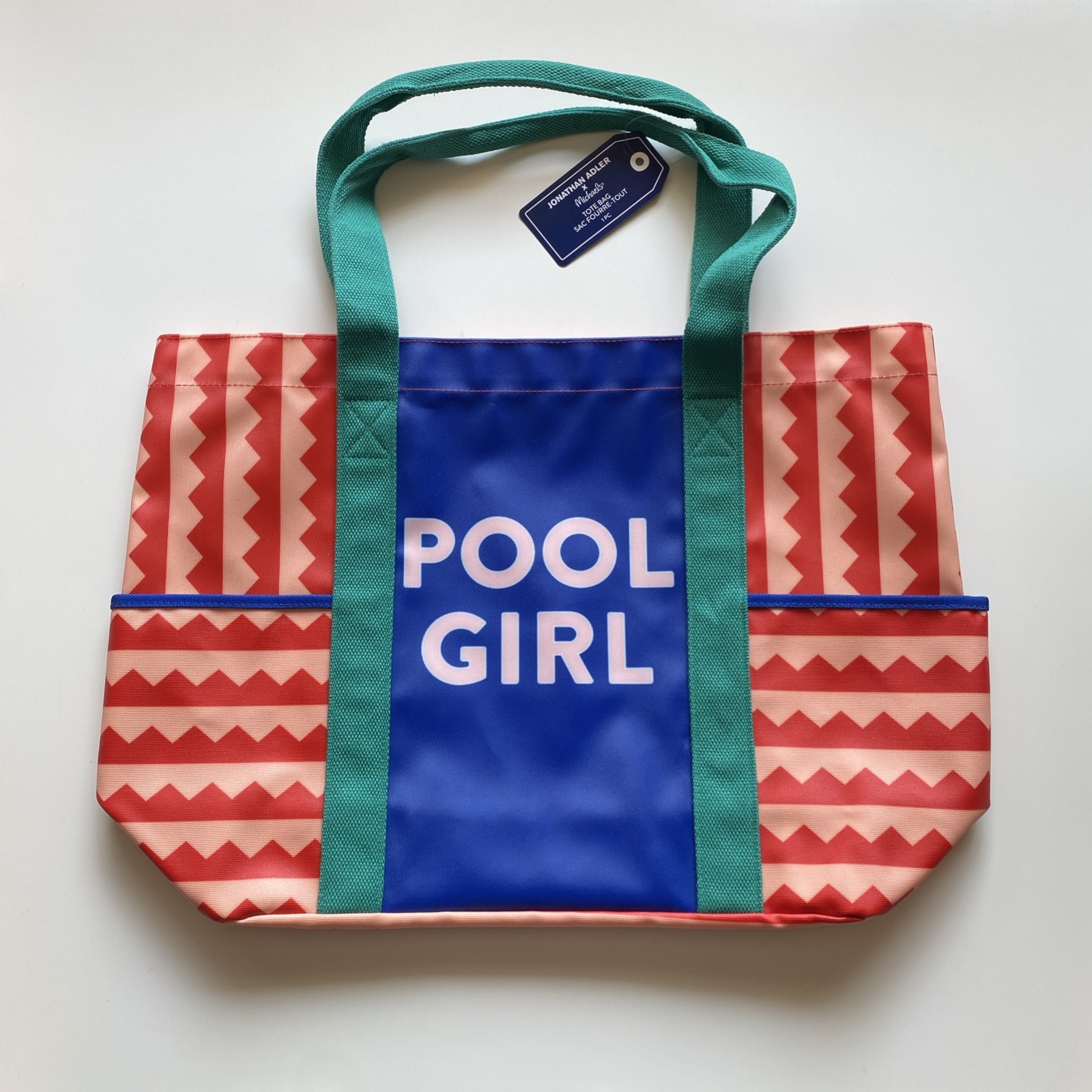 Jonathan Adler x Michaels POOL GIRL Canvas Waterproof Beach Tote NEW