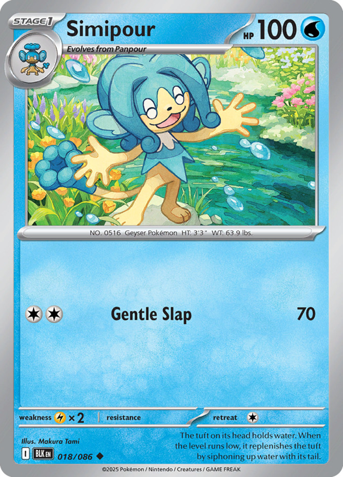 Simipour - 018/086 - Uncommon (Near Mint) Black Bolt - Water Pokémon