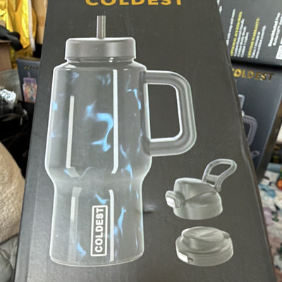 Coldest Limitless Bottle Blue Opal 24oz Blue/Black Handle Screw Lid Ltd Ed