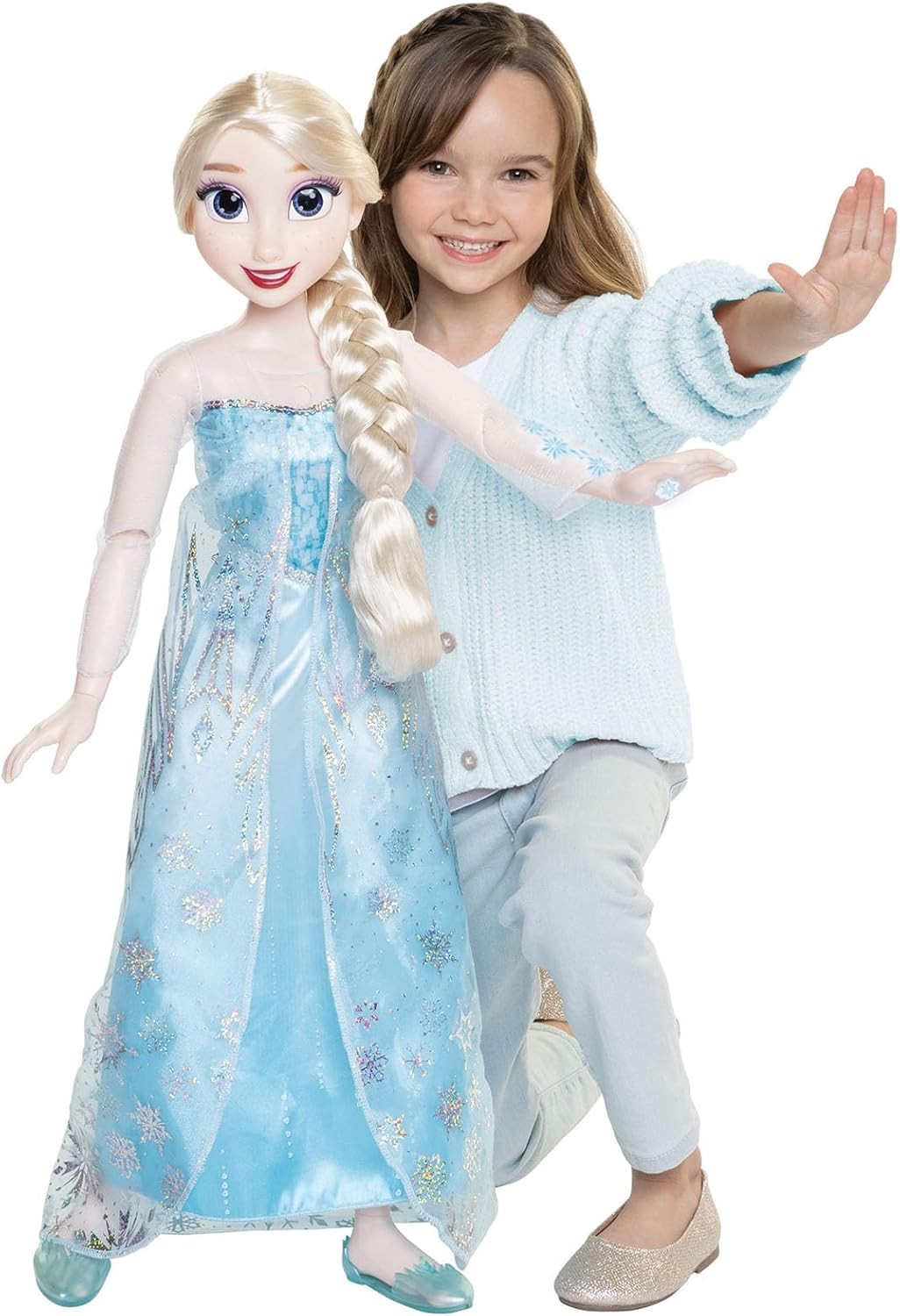 Disney Frozen Elsa Doll, 100 Ice Powers, Light up & Music Sounds, 32 Inches Tall