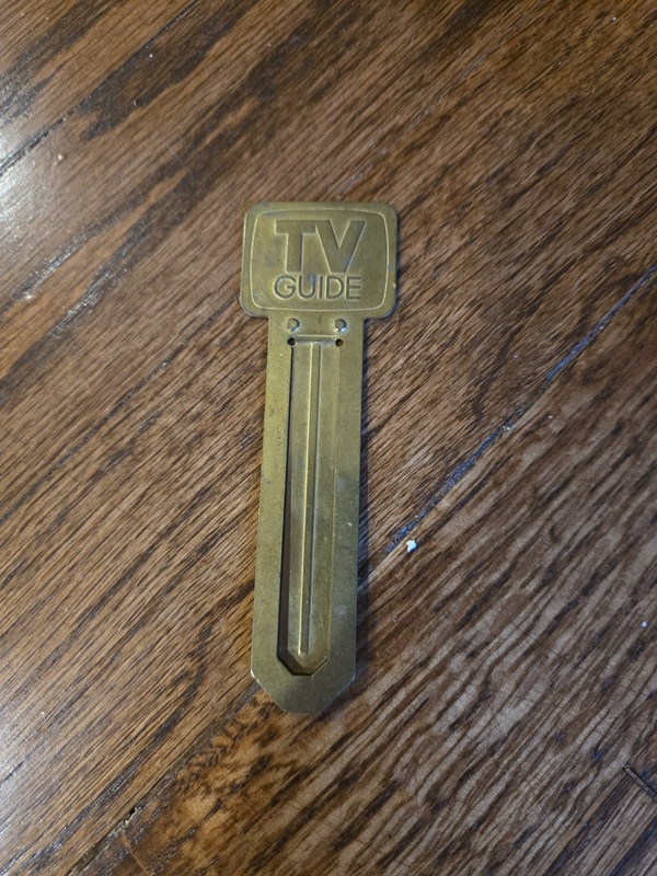 TV Guide Promotional Book Mark Brass Metal Advertising Page Marker 4" Vintage