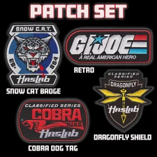 GI Joe HasLab Cobra HISS, Dragonfly, Snow CAT & Retro themed embroidered patches