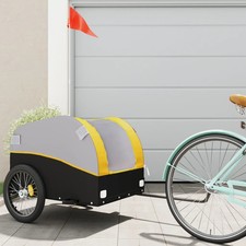 WALPLUS Bike Trailer Black & Yellow 45kg Iron Durable Bicycle Cargo Cart
