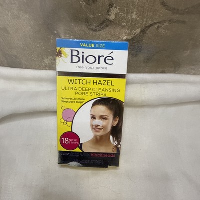 Biore Witch Hazel Blackhead Remover Pore Strips for Nose Ultra Strength 18 Count