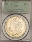 1881 S - PCGS MS65 - $1 Morgan Silver Dollar - Beautiful White - OGH old green