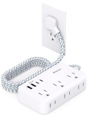 Power Strip Extension Cord - 6 Outlets and 4 USB 2 USB C , 5Ft Braided Cord ...
