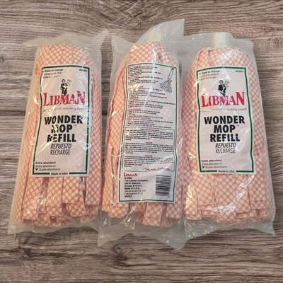 Vintage 2000-3 Pack Libman Wonder Mop Refill Machine Washable NEW