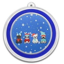 1 oz Silver Colorized Round - We Woof You A Merry Christmas