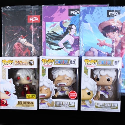 Funko Pop Lot Luffy Gear Five One Piece Evil Inuyasha Hot Topic Gamestop PSA Mag