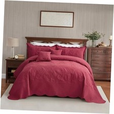 Oversized King Bedspread 128x120 Extra Wide Super King 128"x120" 1-wine Red