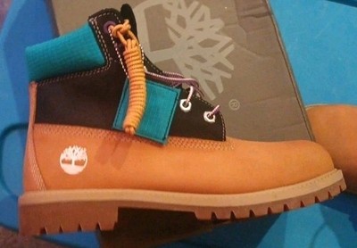 Timberland Premium 6 in Waterproof Boot Wheat Nubuck With Blue Teal Trim And...