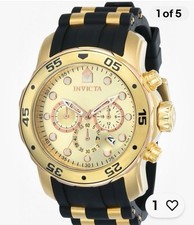 Invicta Pro Diver SCUBA Men 48mm Gold Stainless Steel Case with Gold Black...