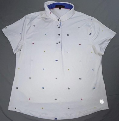 Greyson Polo Shirt Mens XL White KC Golf Icon Print Stretch Casual Peru