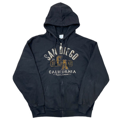 E.M.I Sportswear schwarzer Hoodie California Grafikdruck Sweatshirt Herren Large