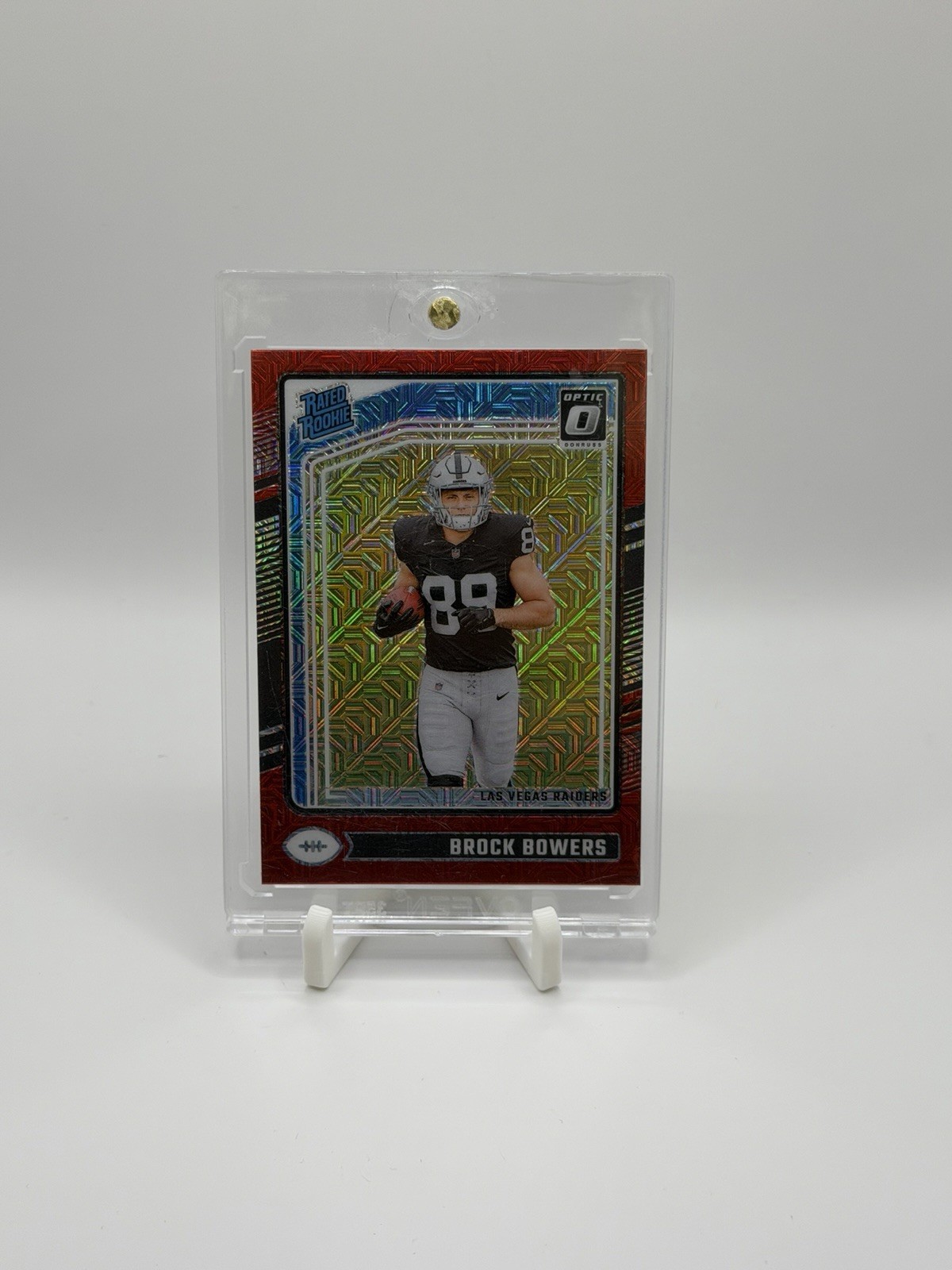 2024 Panini Donruss Optic Rated Rookie Brock Bowers #215 Red Hyper Prizm (RC)