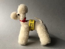 Steiff Pompon Poodle White Vintage 1959-67 Wool Beads Used