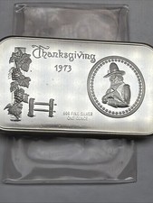 Vintage 1973 Madison Mint Thanksgiving- 1 Troy oz .999 Fine Silver Art Bar Ingot