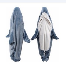 NEW Wearable Shark Blanket Hoodie Soft Cozy Flannel Adult XL Loungewear Costume