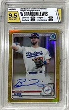 Brandon Lewis 2020 Bowman Chrome Gold Refractor Prospect Autograph 8/50 HGA 9.5