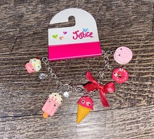Justice Pink Rainbow Cupcake Ice Cream Doughnut Cookie Popsicle Charm Bracelet