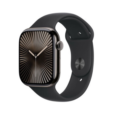 Apple Watch Series 10 4G 46mm Titan Schiefer Sportarmband Schwarz M/L