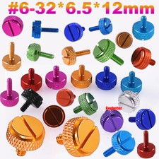  6-32 6.5 12mm Aluminium Slotted Flat Knurled Thumb Screw PC Case Hand Grip Bolt