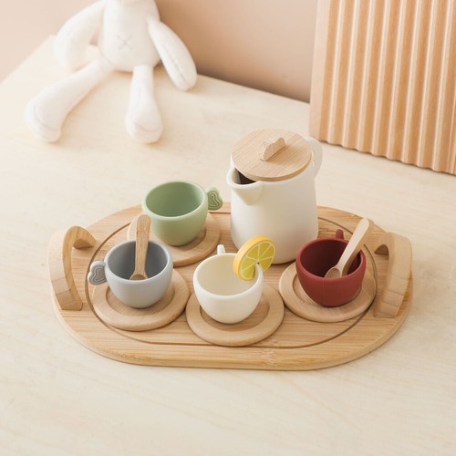 9pcs/10pcs Play Food Playset Wooden Tea Set for 3 4 5 Years Old Girls