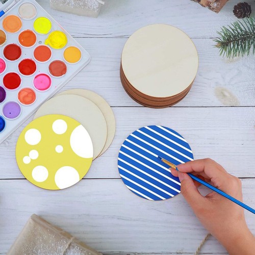 US 50-100 Pack Unfinished Wooden Circle Coaster Wood Round Cutout DIY Crafts 2" - 第 15/20 張圖片
