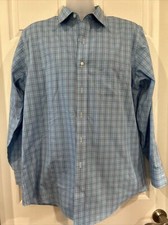 Brooks Brothers Regent Blue Plaid Dress Shirt Cotton Non Iron 16.5 4/5