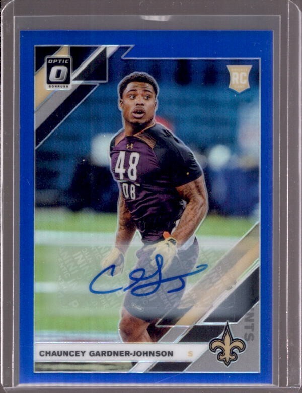 CHAUNCEY GARDNER-JOHNSON 2019 Donruss Optic Blue Holo RC Autograph Auto #01/75