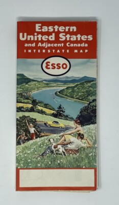 Esso Eastern United States Oil Gas Service Station Travel Road Map 1955