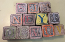 Lot of 12 Vintage Wooden Alphabet Blocks Home Decor