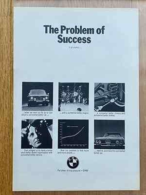 BMW The Problem of Success E3 02 Oldtimer Original 1970 Vintage Advert Werbung