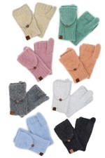 Women Fashion Cozy C.C Metallic Eyelash Open Finger Solid Mitten Winter Glove