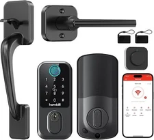 WiFi Smart Deadbolt Lock with Handle Hornbill Front Door Lock Set Keyless Entry