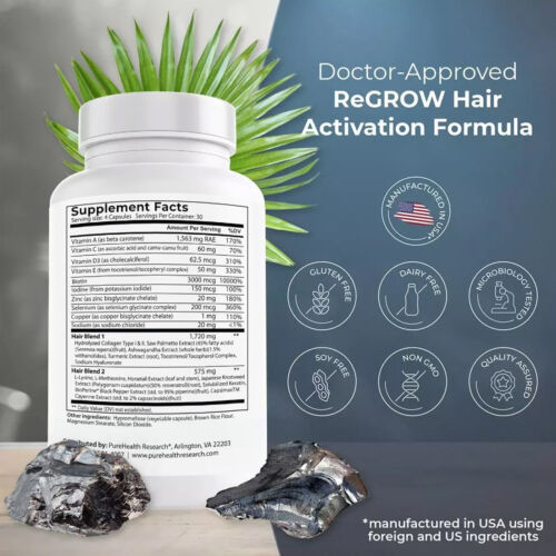PureHealth Research ReGrow - Hair Growth, Prevent Hair Loss - Biotin, Collagen - Picture 2 of 12