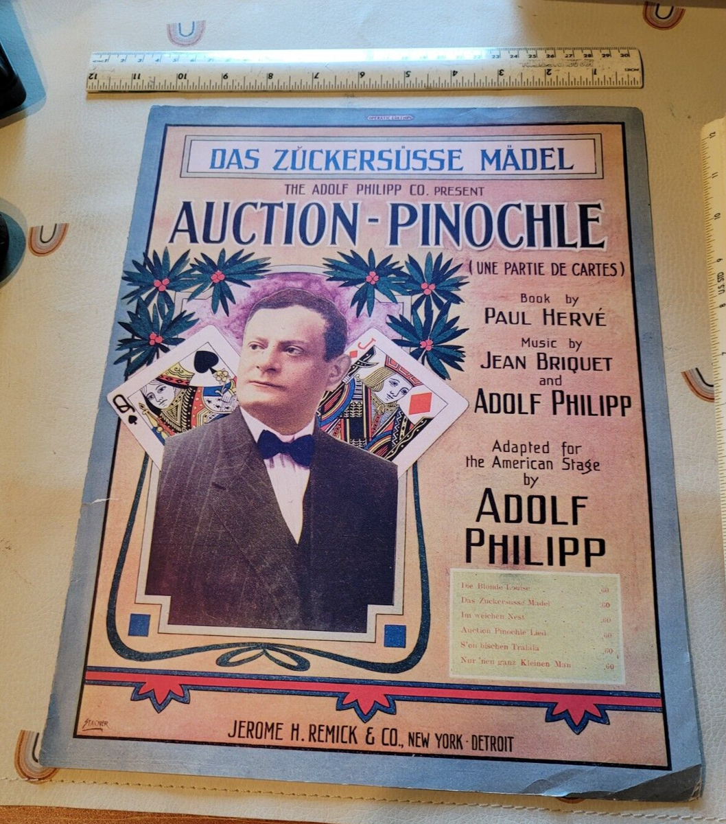 Auction Pinochle Playing Card Sheet Music Suitable for Framing