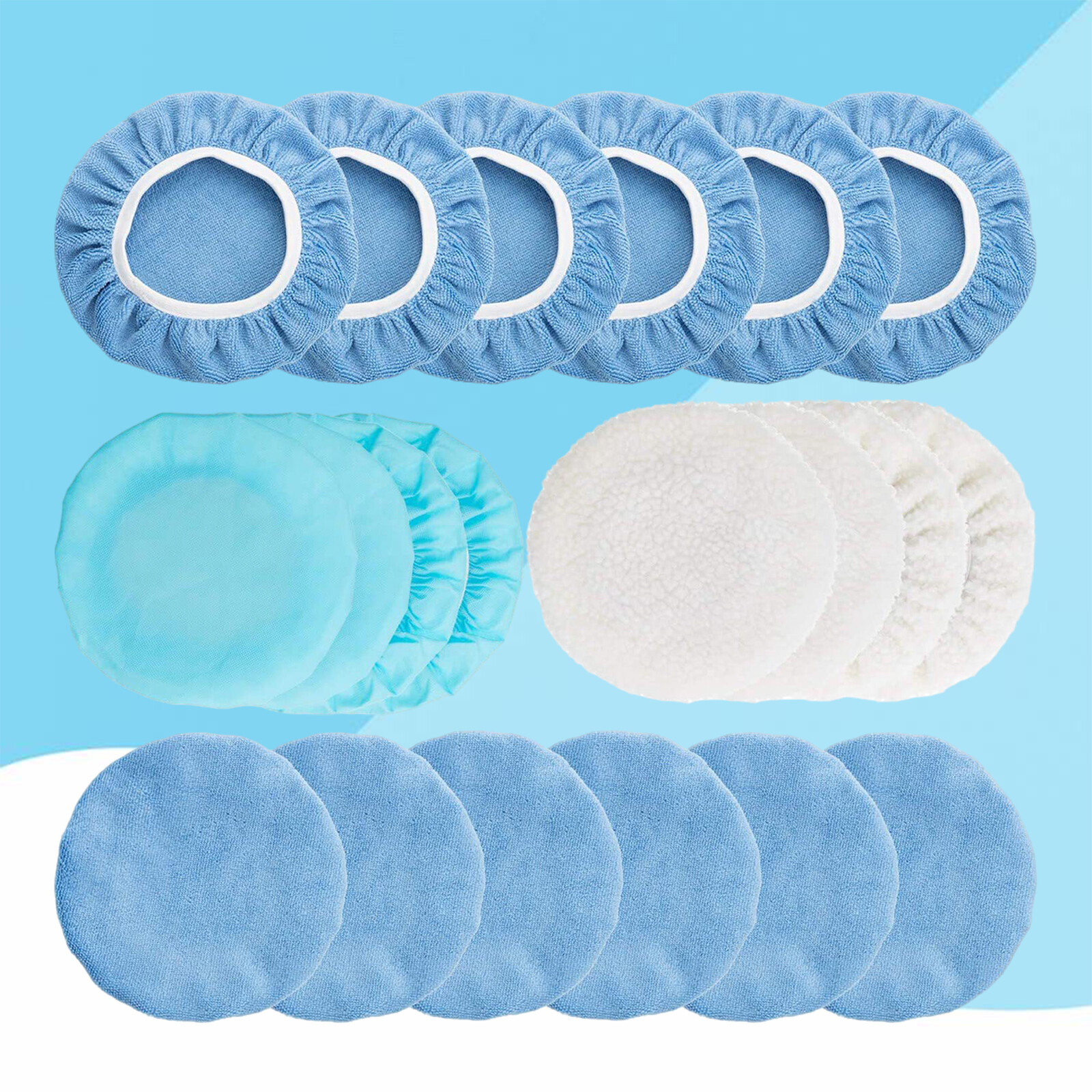 20 Car Buffer Polisher Pads 9-10 inch Polishing Bonnet Buffing Orbital Pad Cover