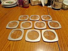NFL Football 1970's Silver Plastic Drink Coasters Lot of 10