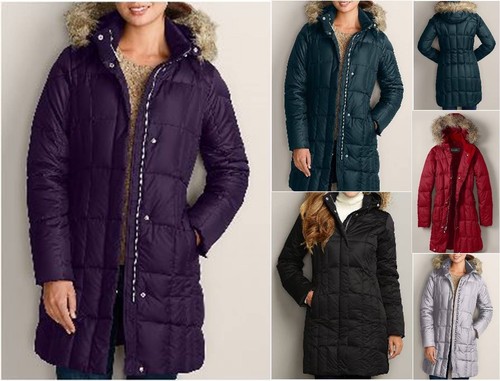 Down Parka Coat 650 FP Faux Fur Hood 