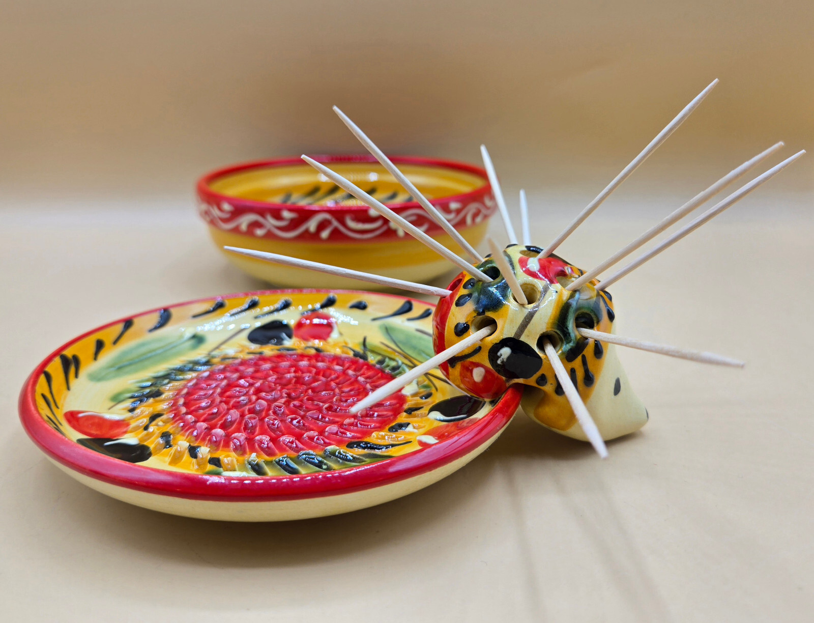 3pc Eleboraclon Artesanal Garlic Grater Zester Handmade & Painted Spain, EUC