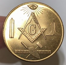 Vintage Brass MADE A MASON Coin / G Token - Uncirculated Condition