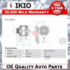 Fits Trafic Laguna Master Vivaro Movano Primastar V40 Alternator Ikio
